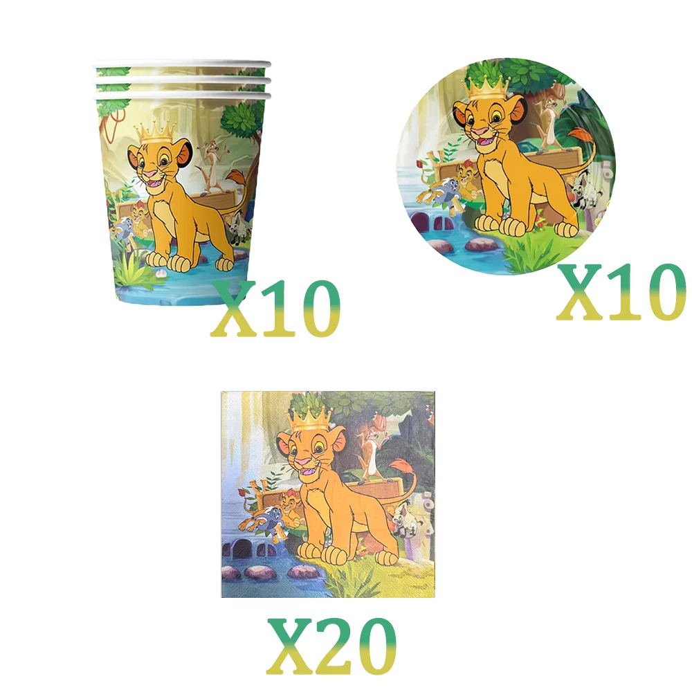 König der Löwen Simba Geburtstagsdekoration Partyzubehör Cartoon-Becher Teller Servietten Tischdecke für Kindergeburtstag Geschenk Babyparty – Detail 15