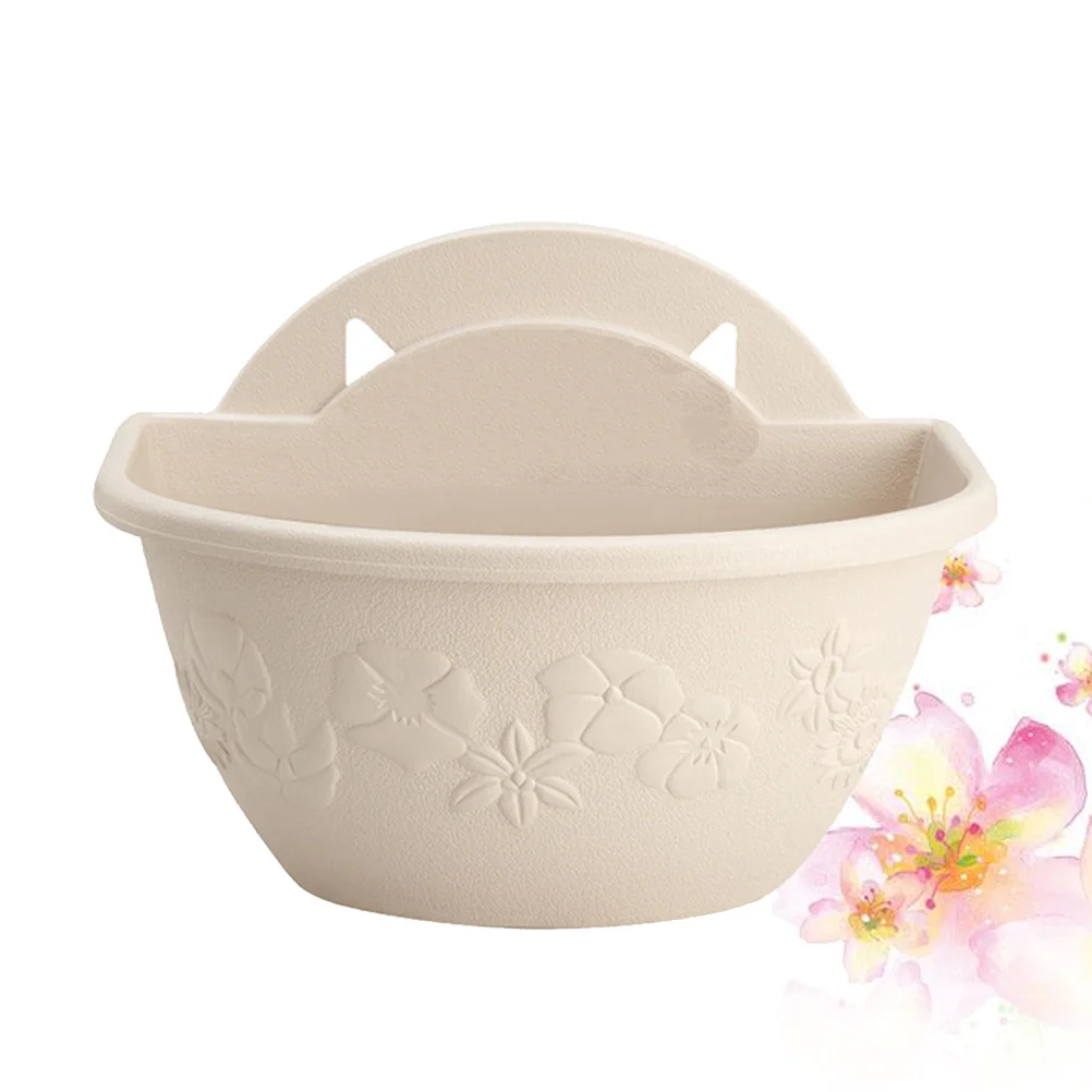 

1Pcs Wall Hanging Basket Semi-Circular Plastic Planter for Bedroom Living Room Bathroom Kitchen Closet Laundry Beige L