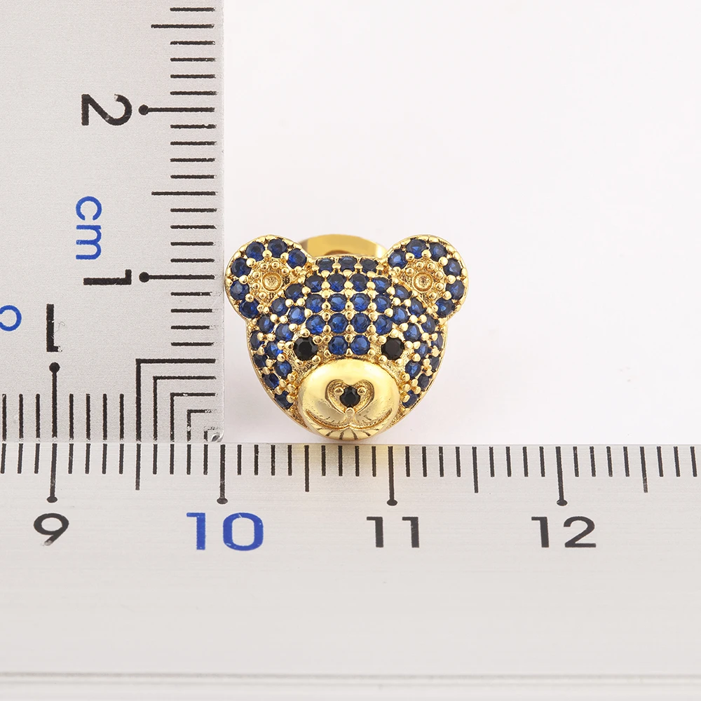 Nidin New Arrival Fashion Cute Zircon Little Bear Stud Earrings 8 Colors For Women Girls Ear Jewelry Accessories Delicate Gifts