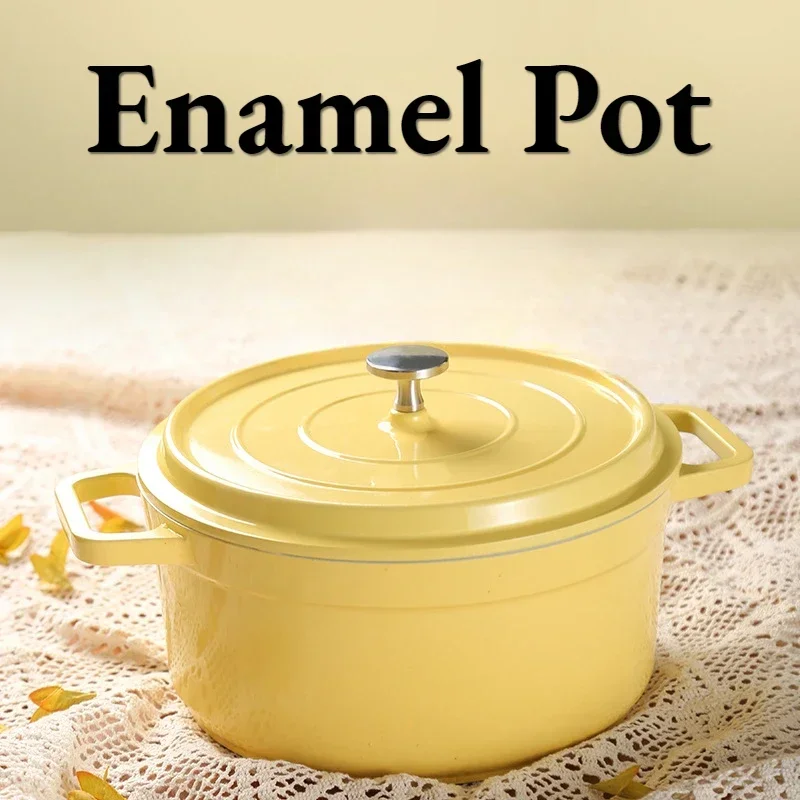 Enameled Cast Dutch Oven Bread Baking Pot with Lid Non-stick Large Enamel Coated Cookware Pot Great Christmas Gifts for Family