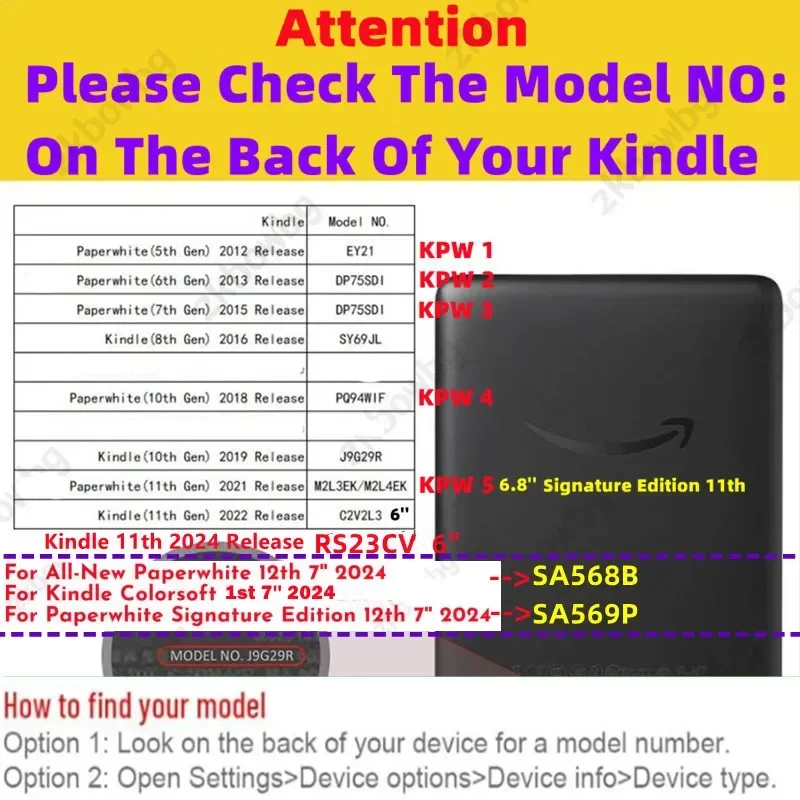 Smart Rotating Case for Kindle Basic Paperwhite 2024 2022 2021 Colorsoft 5/6/7th 8th 10th 11th 12th Generation Ebook Stand Cover