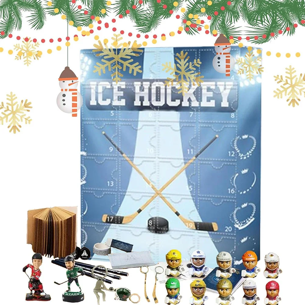 

Hockey Advent Calendar 2024 with 24 Little Doors 24 Days Christmas Holiday Countdown Gifts for Home Classroom Office Decoration