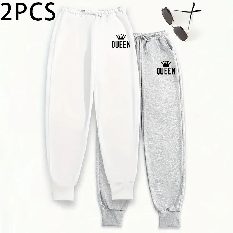 Lot de 2 pantalons de jogging décontractés pour femmes, pantalons de survêtement doux, coupe confortable, vêtements de sport, ensemble de 2 pièces, automne et hiver