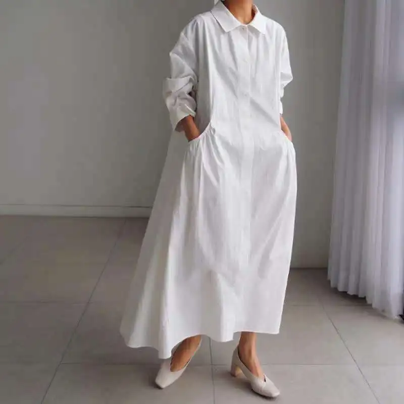 

Loose shirt dress knee-length long bf fashion cloak women white