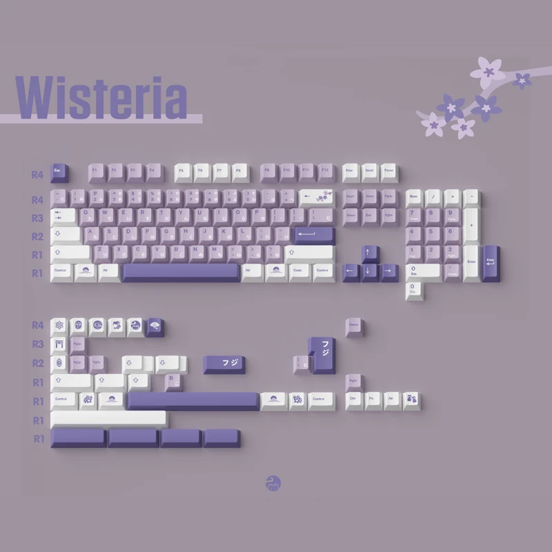 

1 Set GMK Wisteria Keycaps PBT 5 Sides Dye Subbed Key Caps For Customized Mechanical Keyboard 64 68 96 980 Cherry Profile Keycap