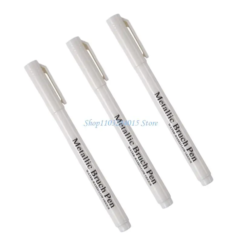 R6FF 3Pcs Glittering Metallic Paint Pen Water Resistant Highlighter Pen For Drawing Card Making Painting on Fabric Leather