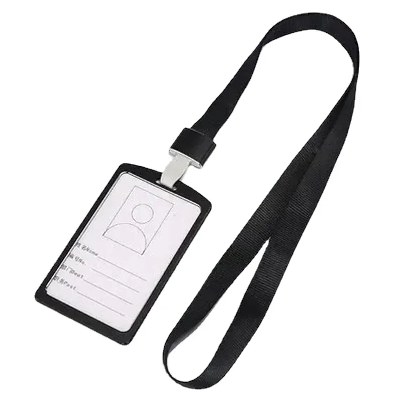 1Set Aluminum Alloy Working Permit Sleeve Pass Work ID Card Badge Holder Cover ID Tag Protective Case with Lanyard Neck Strap