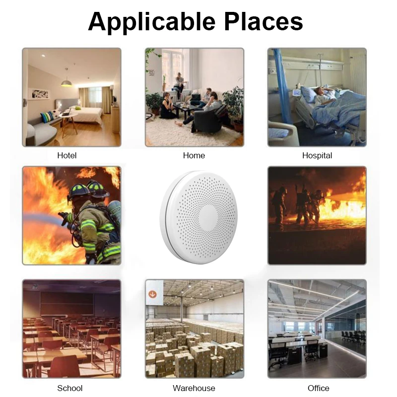 Tenky Tuya Smart WiFi Smoke Alarm Sensor Smoke & Carbon Monoxide Composite Home Fire Detector Smart Life APP Remote Control