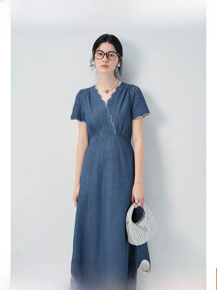 

Женская джинсовая юбка макси А-силуэта больших размеров, летняя, повседневная, приталенная, с объемным кроем