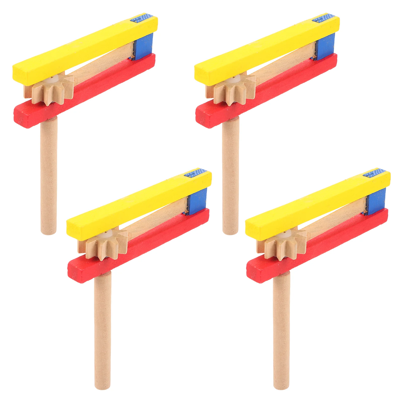 4 Pcs Wooden Castanet Clapper Musical Instruments with Long Handle Children Ratchets Percussion Educational Kids