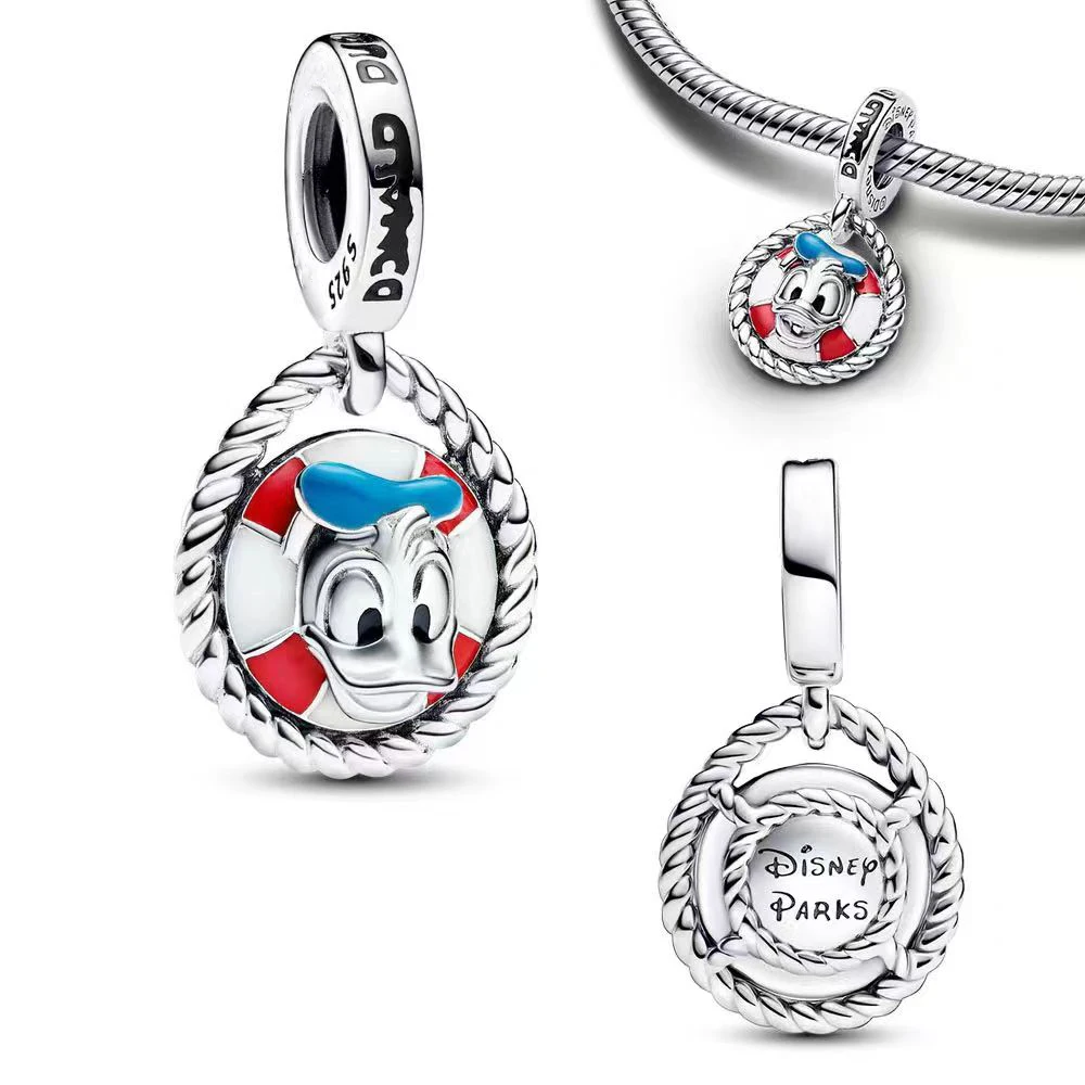 Abalorio de Plata de Ley 925, MINISO de Disney, Winnie The Pooh, Donald, Duke, adecuado para pulseras Pandora originales, joyería artesanal, nuevo