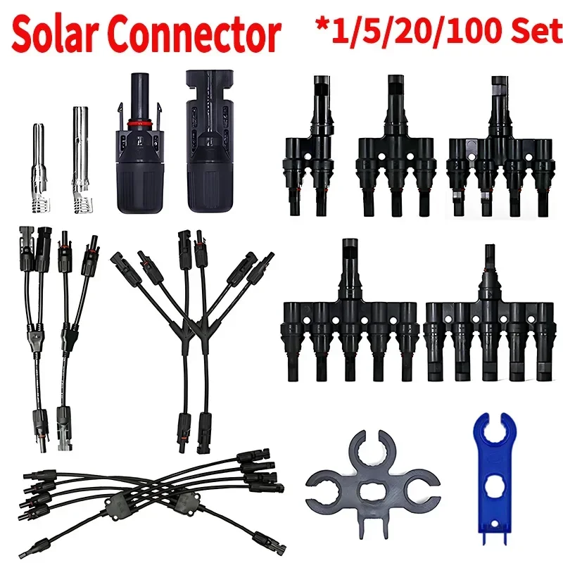 

1/5/20/100 Sets Y T Type Solar PV Branch Allocator Cable Many Way Male Female Solar Panel Adapters Photovoltaic Connector 1000V