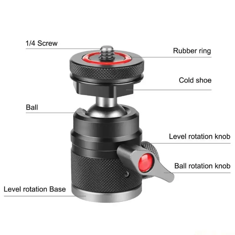 M5TD 360Degree Rotating Mini BallHead Camera Mount Adapter For Level And Vertical On Tripods Photography Equipment