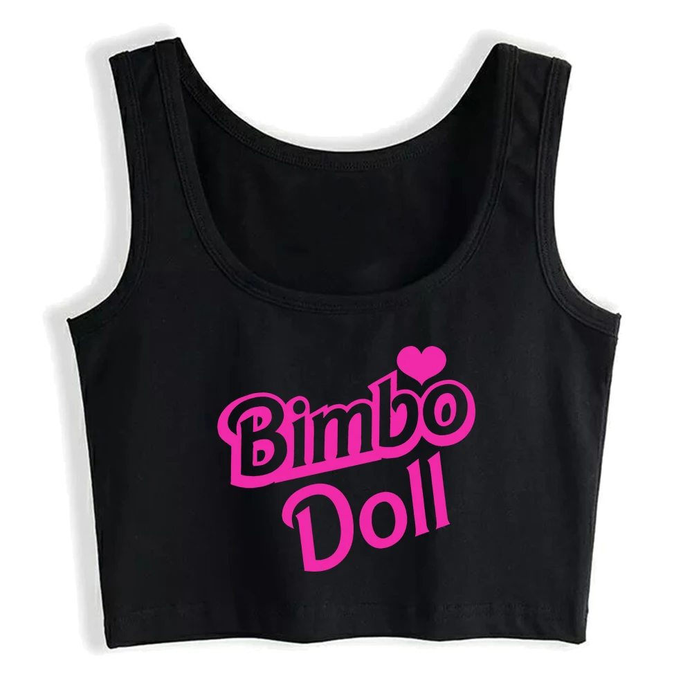 Bimbo Doll Design Cotton Sexy Slim Fit Crop Top Hotgirl Humorous Fun Flirty Style Tank Tops Swinger Naughty Training Camisole