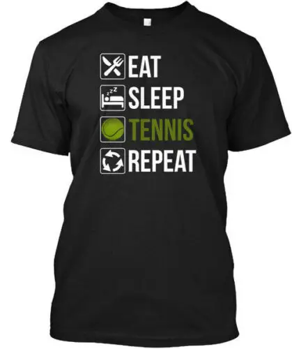 Funny Eat Sleep Tennis Repeat Cool Gift  T-Shirt Made in the USA Size S to 5XL