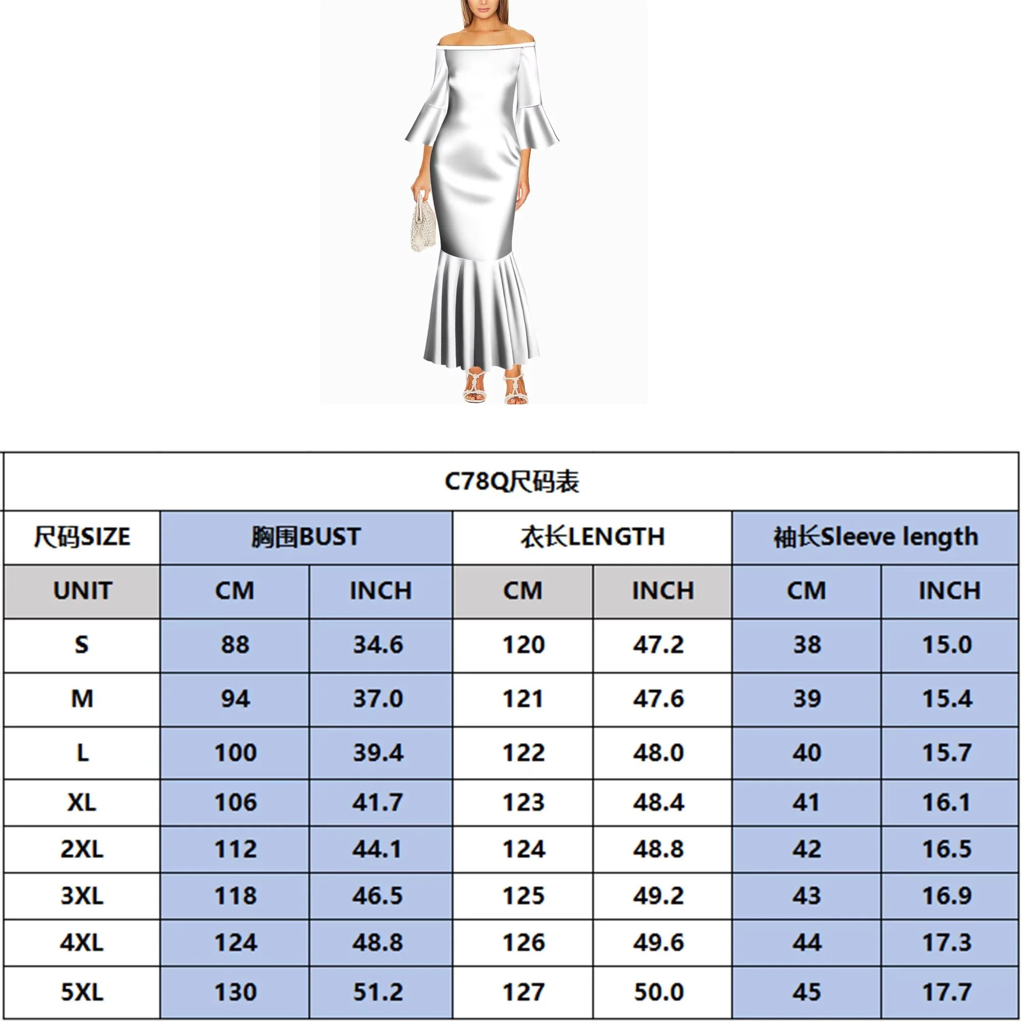 فستان صيفي بكتف واحد وأكمام واسعة على شكل جزيرة بولينيزية للنساء تصميم صديق للبشرة طويل مثير مصنوع حسب الطلب فستان ذيل السمكة النحيف #6