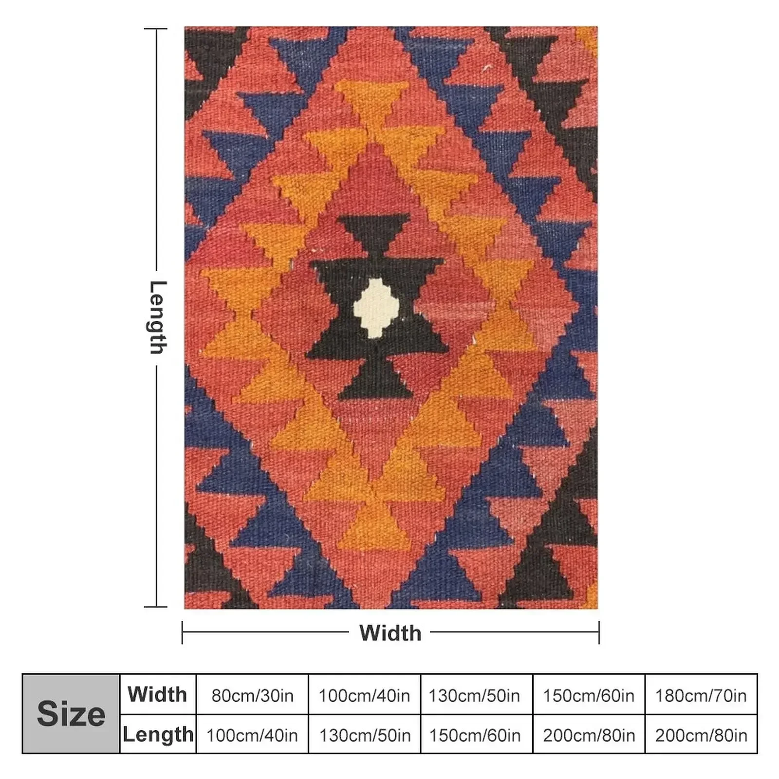 Decorative Kilim, Navaho Weave, Woven Textile Throw Blanket couch cozy soft plush fuzzy picnic outdoor blanket