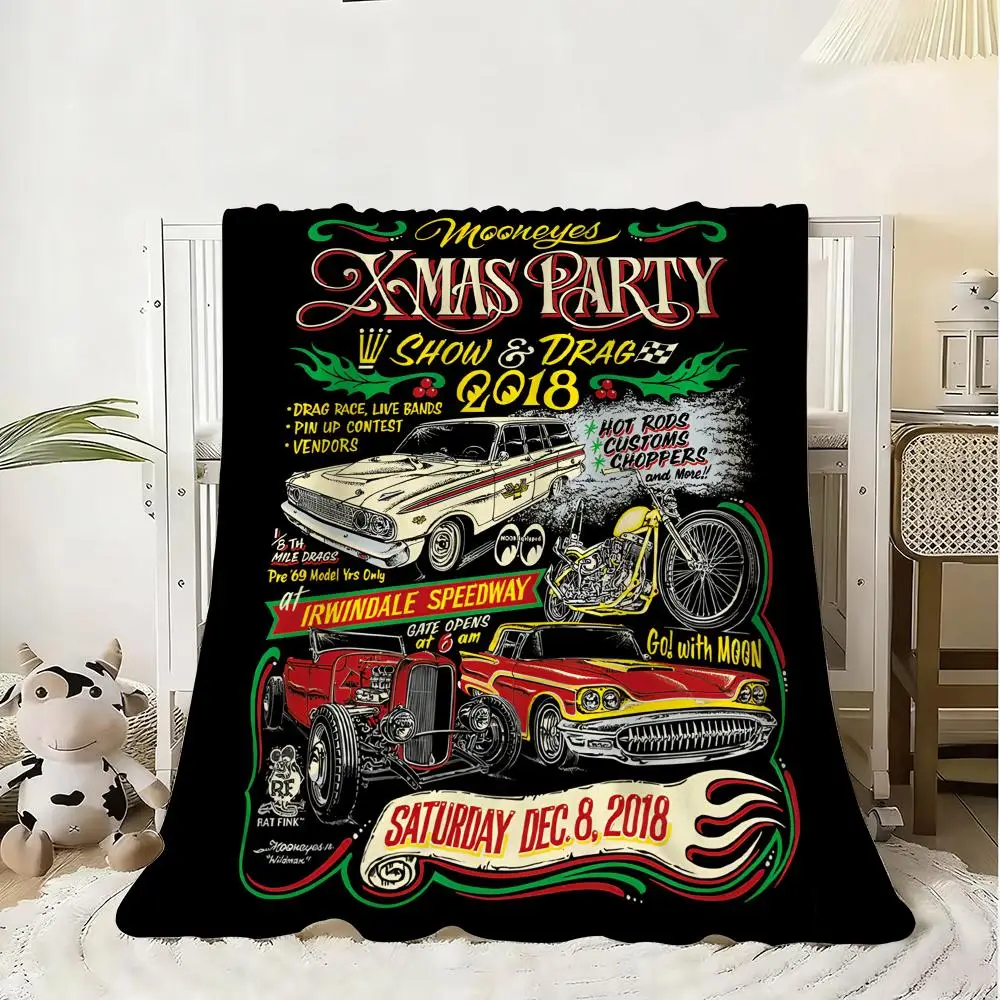 M-M-Moon Eyes Hot Rods Throw Flannel Fluffy Soft Blanket Warm Skin-Friendly Throw For Sofa Bed Office Nap Winter
