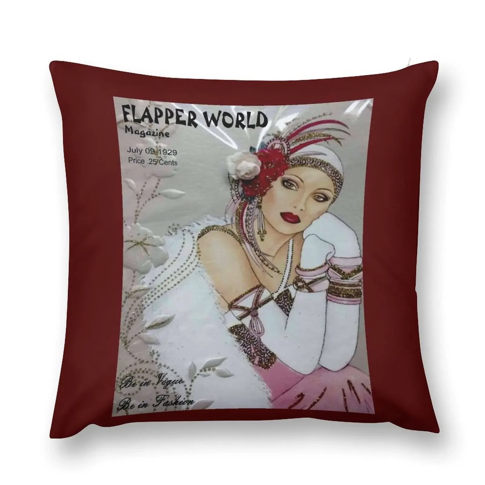 FLAPPER WORLD : Vintage 1929 Fashion Magazine Advertising Print Throw Pillow Sofa Covers For Living Room pillow