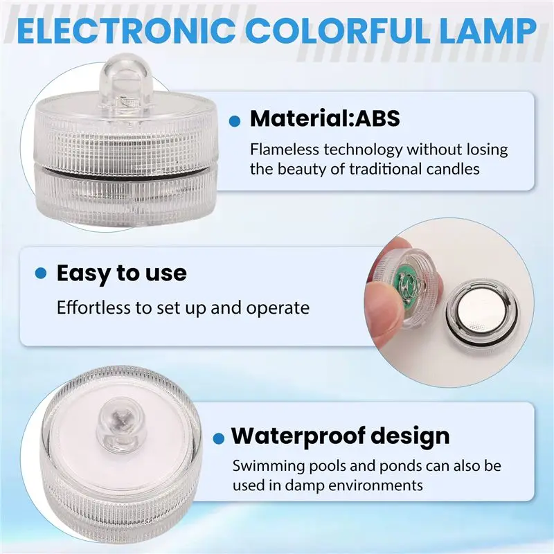 مصابيح LED عديمة اللهب مقاومة للماء مرة واحدة لتزيين حمام السباحة الغاطسة لحفلات الزفاف والحفلات