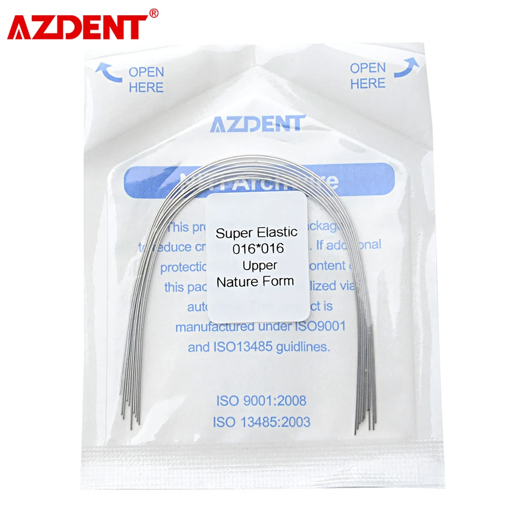 10pcs/Pack AZDENT Dental Orthodontic Arch Wires Super Elastic NITI Round /Rectangular Natural Form Dental Arches Wire