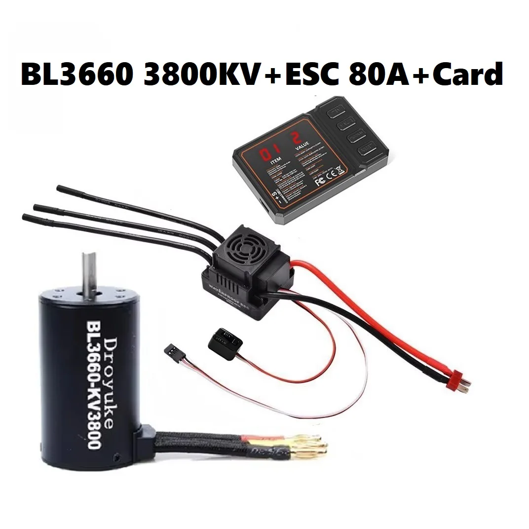 Waterdicht 3660 2600KV/3300KV/3800KV & 3670 1900KV 2150KV/2650KV Borstelloze Motor 80A/120A Borstelloze Esc combo Set Voor 1/8 Rc Auto - afbeelding 1