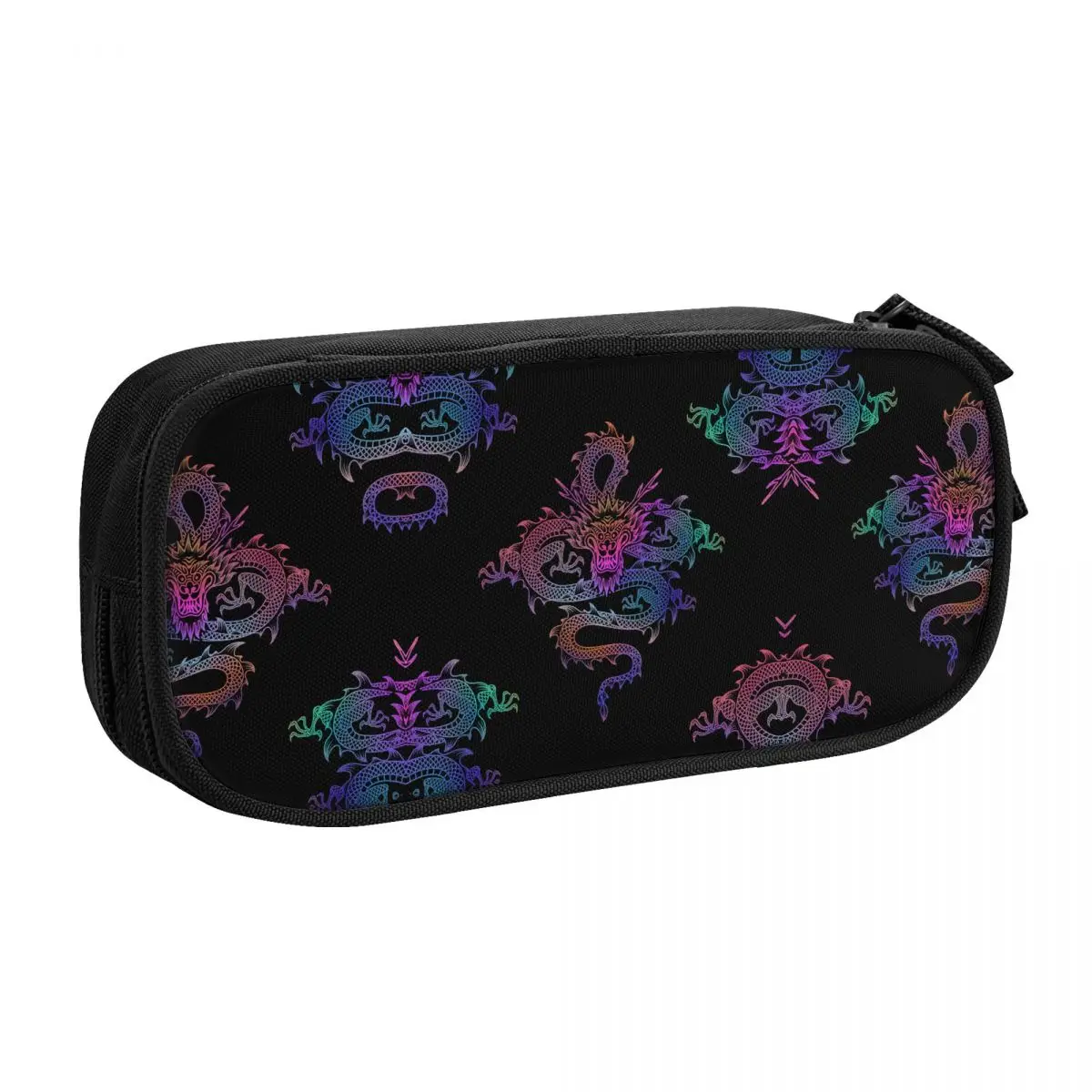 Custom Chinese Dragon Totem School Pencil Cases Girls Large Storage Tradition Asian Mythology Pencil Box Students Stationery