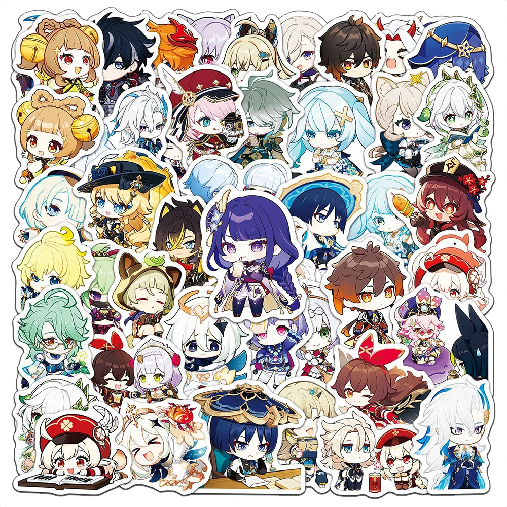 10/30/50pcs Genshin Impact Anime Cartoon Stickers Kawaii Game Decal For Luggage Bicycle Skateboard Stationery Waterproof Sticker