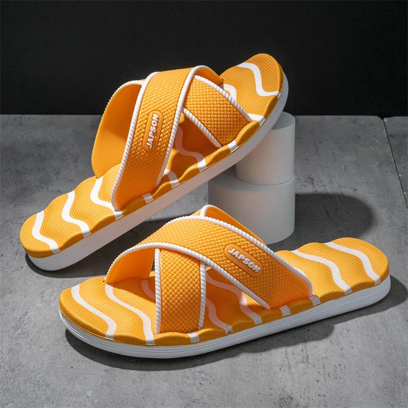 

HKDQ Yellow Couple Slides Men Women Non Slip Lightweight Slippers Indoor House Shoes Soft Comfortable House Bathroom Slippers