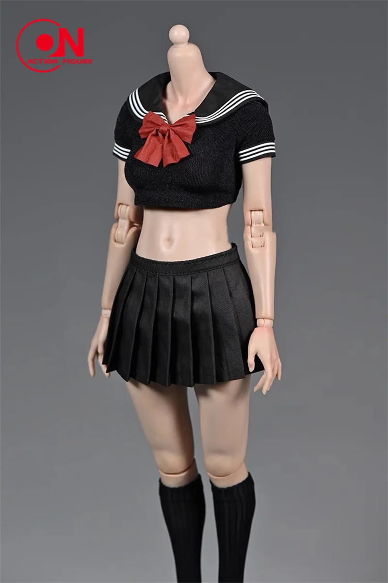 تخصيص 1/6 فتاة المدرسة قصيرة JK موحدة مطوي تنورة الملابس نموذج صالح 12 ''worldbox الجندي عمل الشكل الجسم الدمى #5
