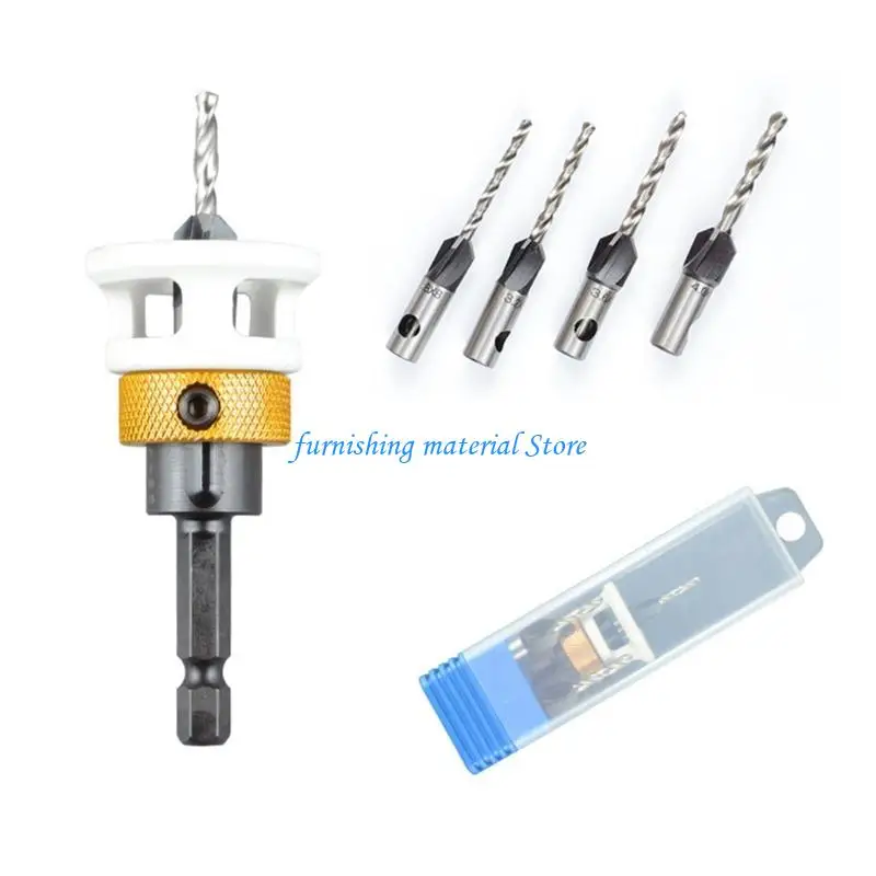 

Y5GD 6pcs Countersink Drill Set Adjustable Length for Efficient Precise Drilling