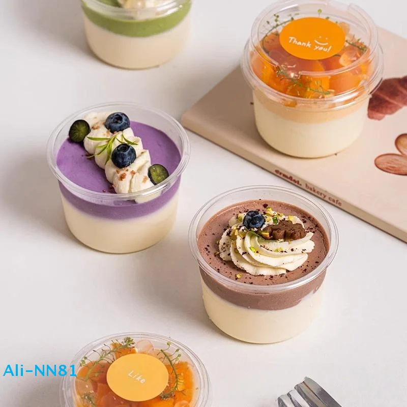 【N】50Pcs Clear Plastic Cups Disposable Mousse Dessert Box With Lid Dessert Acrylic Food Cake Cup 150/250/380ml Packaging Box - view 5