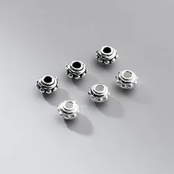 1pc 925 Sterling Silver Geometric Oval Loose Beads 6x4mm Bracelets Bangles Small Silver Spacers DIY Jewelry Accessories Charms