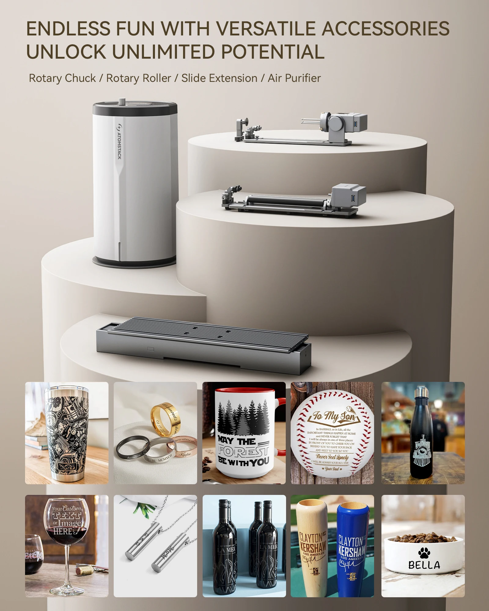 ATOMSTACK 5W Mini Portable Laser Engraver  DIY Bluetooth Machine Painted Dog  Tag Wooden Paper Leather Wooden Stone