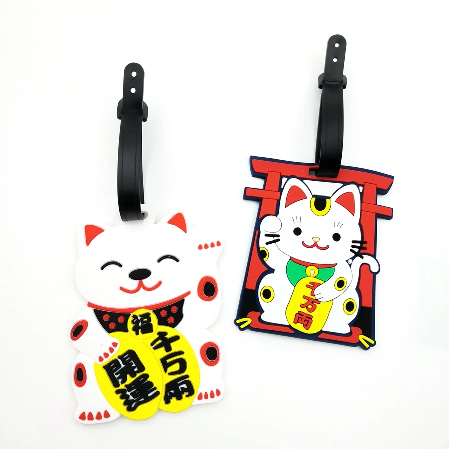 1 قطعة/2 قطعة/3 قطعة Zhaocai القط الأمتعة علامة قلادة السفر الأساسية المطار الأمتعة مكافحة فقدان معرف علامة اسم الأمتعة للجنسين
