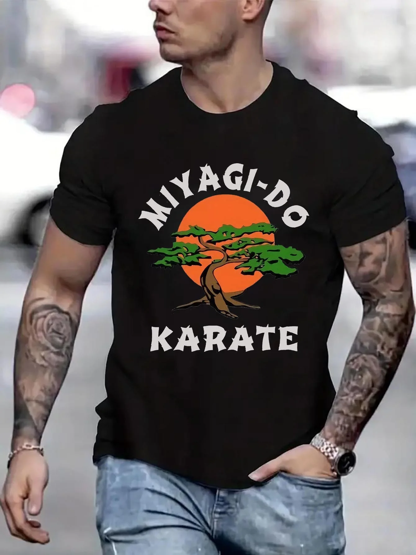 

Футболка для пар Tree Miyagi-do Karate, мужской летний топ, мужская одежда, брендовая футболка с аниме, футболка B5022769