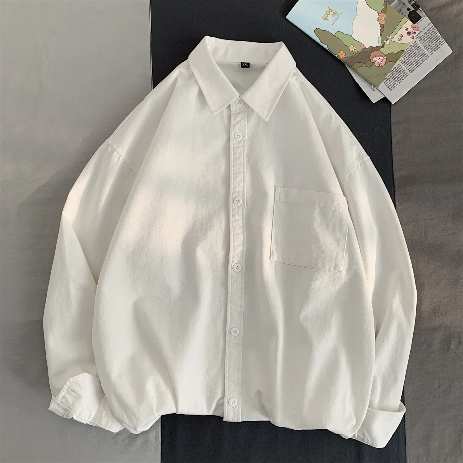 Spring Autumn Cotton White Shirts Male Long Sleeve Man Shirts Black Elegant Casual Shirts for Men