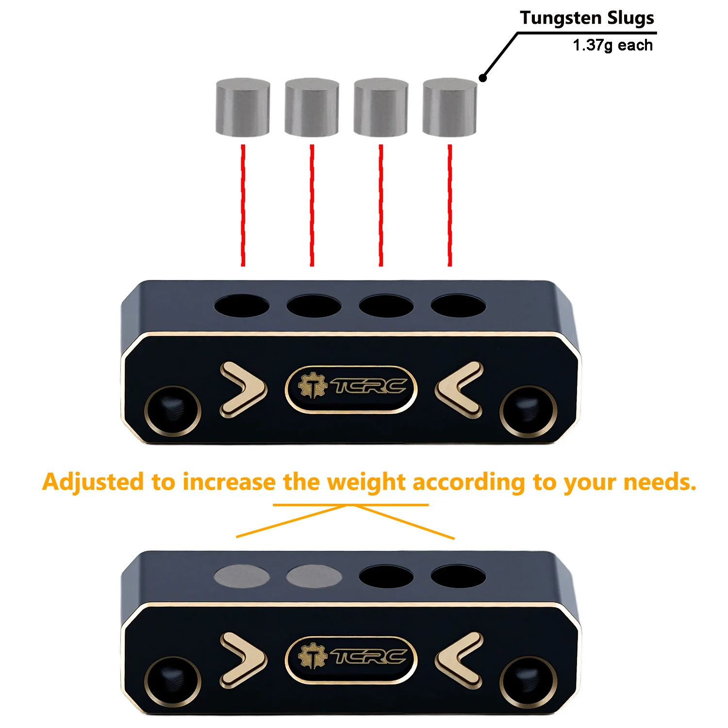 TCRC Brass Boulder Bars Adjustable Weights with Tungsten Slugs for HPI Venture18 Upgrade