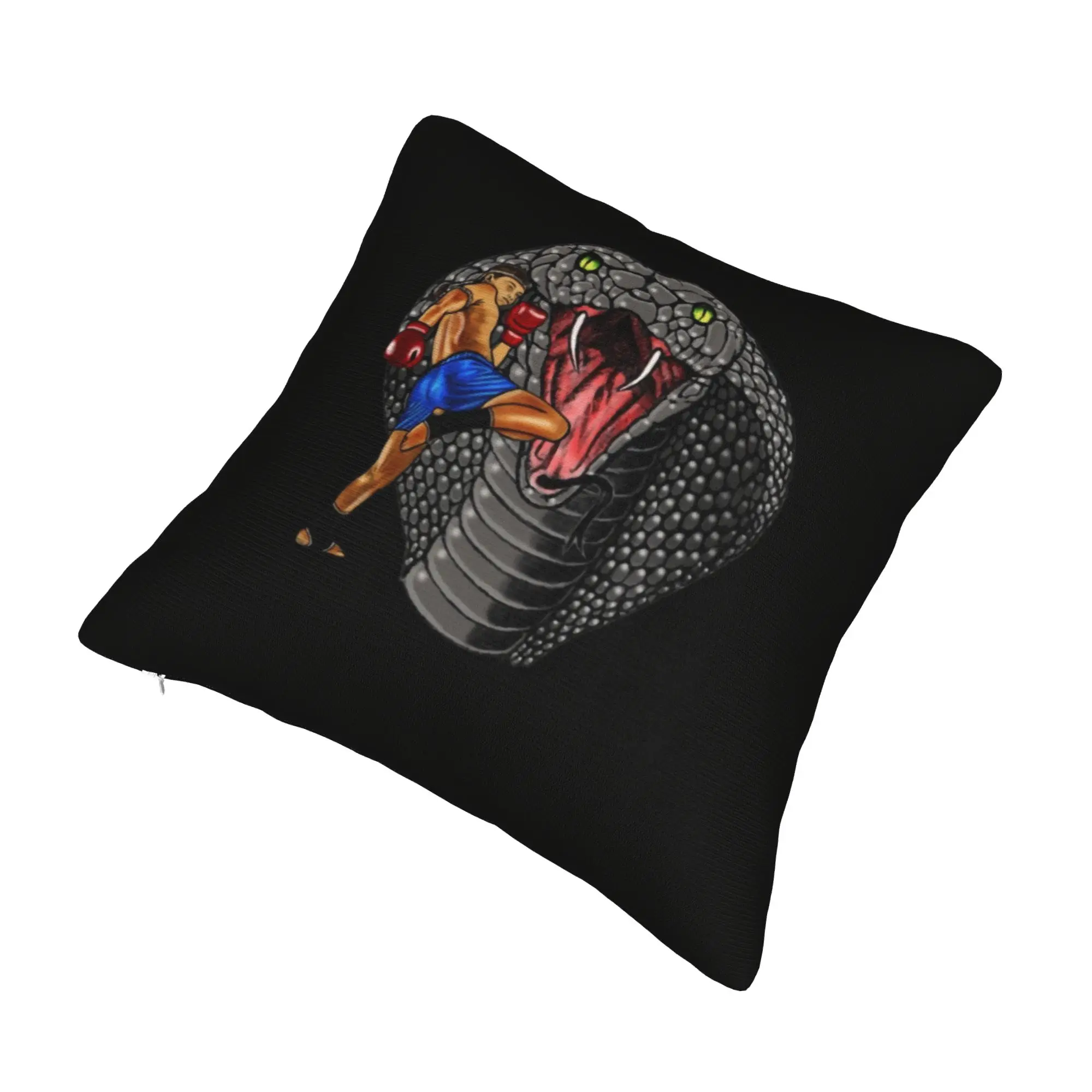 Gray Cobra Muay Thai Cushion Covers Martial Art Fighter Velvet Nordic Pillow Cases Home Decor