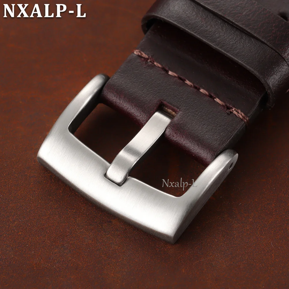 Handmade Cowhide Watch Strap 20mm 22mm Oil Wax Genuine Leather Breathable Watchband for Men Women Bracelet Belt Quick Release