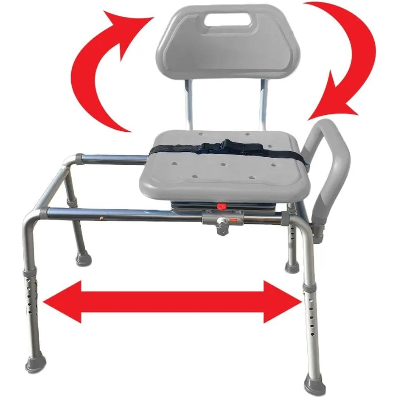 

Platinum Health Gateway Premium Sliding Shower Chair Bath Transfer Bench with Swivel Padded Bath Tub Seat for Tubs and Shower