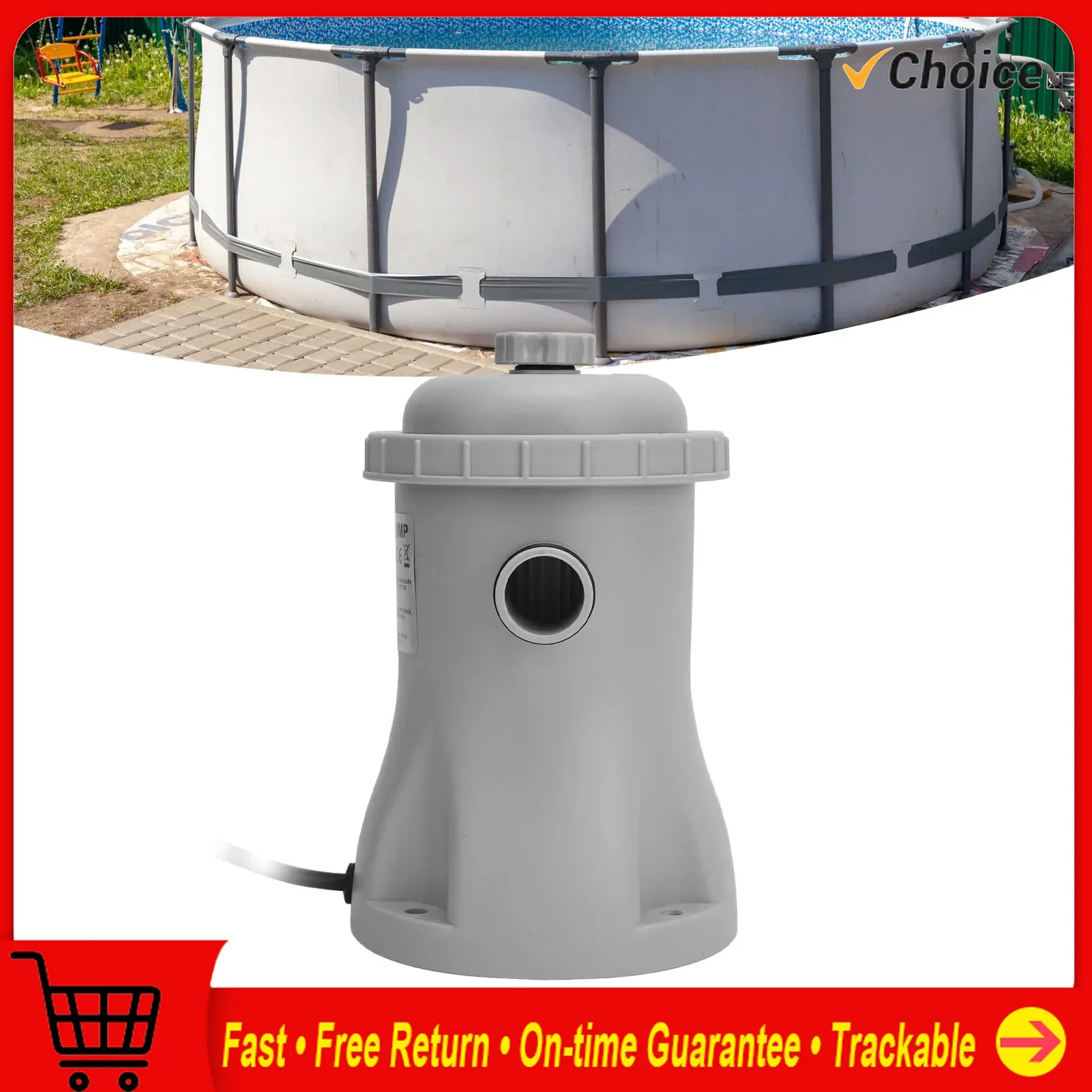 Kit de pompe à filtre de piscine gonflable à faible bruit, pompe à filtre à cartouche transparente, économie d'énergie, ABS de 330 gallons pour la maison