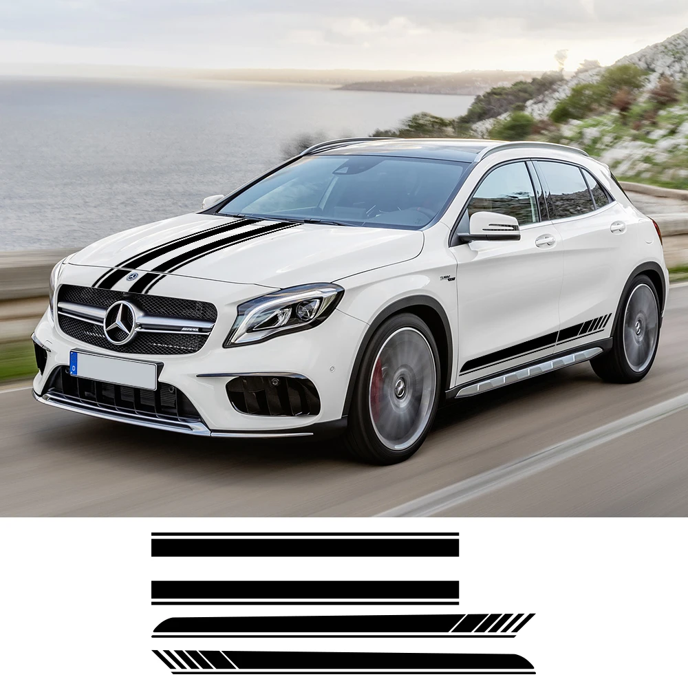 Car Side Stickers For Mercedes Benz GLA GLA45 GLA180 GLA200 GLA220 GLA250 X156 H247 AMG Hood Vinyl Decals Accessories Body Set