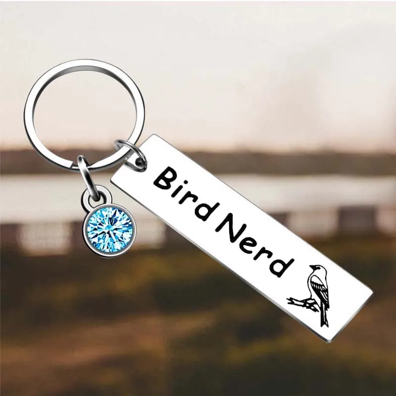 New Ornithologist Gift Key Chain Ring Nerd Bird Watching keychains pendant Gift