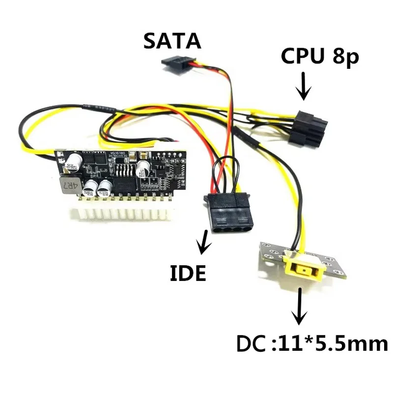 new upgrade 7.9mm×5.5m square port PSU 19V 200W Pico ATX Switch Mining PSU 24pin MINI ITX DC to ATX PC Power Supply For Computer