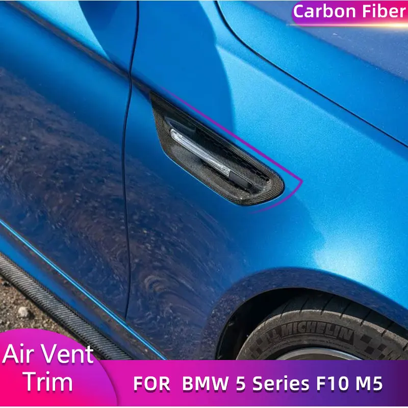 

Carbon Fiber Front Side Fender Air Vent Cover Trims for BMW 5 Series F10 M5 Sedan 2012-2017 Car Side Signal Cover Mesh Grille