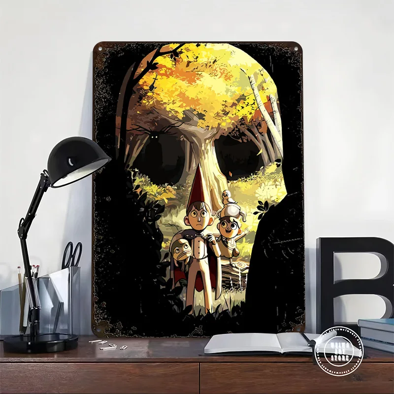 Over the Garden Wall Skull Forest Poster Retro 3D Printed Metal Signs Customized Wall Hanging Gift for Decor Luxury Man Cave