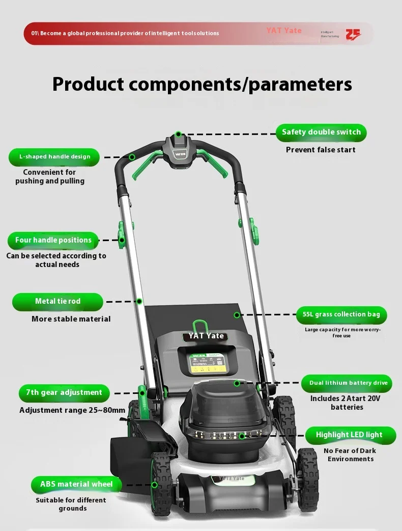 Industrial Grade 1800W Electric Lawn Mower 220V Corded Self-Propelled Garden Grass Cutter Machine for Heavy Duty Yard Work