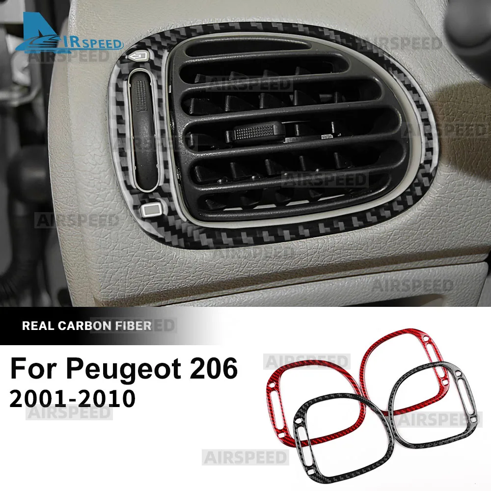 Real Soft Carbon Fiber Sticker For Peugeot 206 2001 2002 2003 2004 2005 2006 2007 2008 2009 2010 Car Side Air Outlet Frame