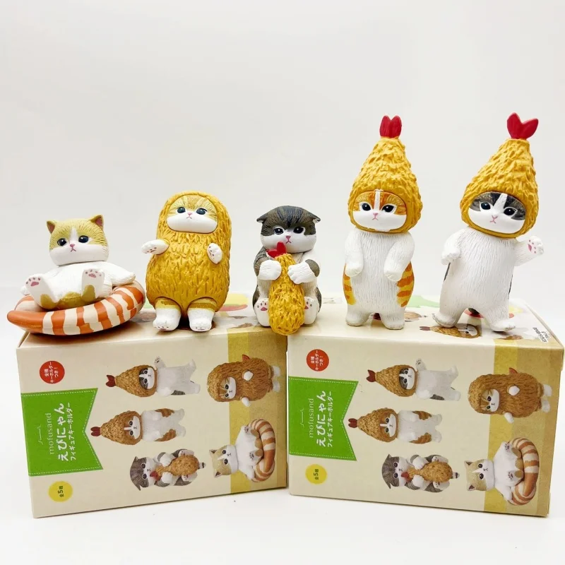 New Kitan Mofusand Cats Cosplay Tempura Fried Shrimp Chips Food Series Model Toys Kitten Doll Cute Figurines Blind Box Xmas Gift